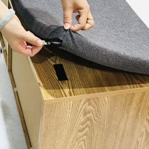 Banc à chaussures contemporain avec siège amovible, banc en bois pour le salon, organisateur de rangement pour chaussures en bois - Product Image 3