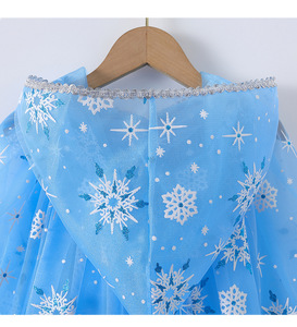 Cape de princesse pour filles MS, design estival, en tulle, imprimé flocons de glace, pour cosplay Elsa - Product Image 6