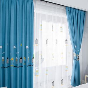 <span class=keywords><strong>Tende</strong></span> termiche termiche <span class=keywords><strong>per</strong></span> la camera dei bambini <span class=keywords><strong>Tende</strong></span> moderne rifinite a cartone animato piccola casa ricamata blu - Product Image 5