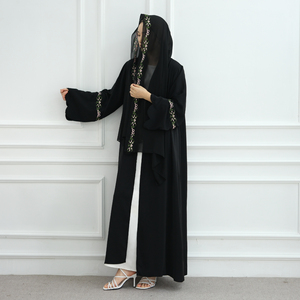 Loriya Abaya 2025 Nhà Sản Xuất Hồi Giáo Quần Áo Của Phụ Nữ Dresses Phía Trước Thêu Abaya Và Hijab 2Pcs Thiết Lập Mùa Hè Hồi Giáo Abaya - Product Image 5