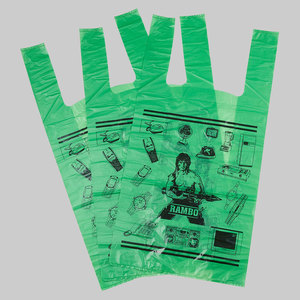 Venta al por mayor de bolsas de camisetas de compras de supermercado verde personalizado de uso pesado para exposiciones - Product Image 6