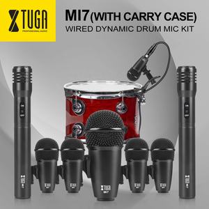 Kit de microphones de batterie XTUGA MI7 <span class=keywords><strong>Tuga</strong></span>, 7 pièces, instruments de musique avec microphones dynamiques et à condensateur filaires, étui en aluminium, métal - Product Image 2