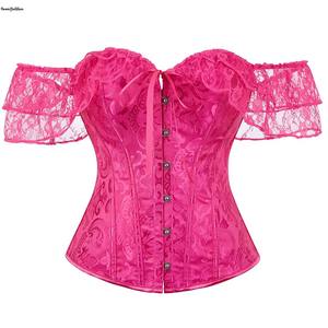 Plus Size Xxxxxl Xxxxxxxxl Brocade Over Buste Gothic Korset Oranje Dames Korset Avondjurk Top Met Bandje - Product Image 3