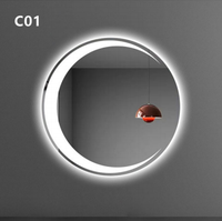 Spiegel haut de gamme rond personnalisé argent moderne LED miroir de bain rond 70cm 80cm 90cm lumière avant écran tactile miroir LED salle de bain