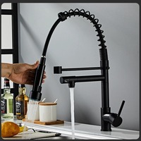 Pulvérisateur à tirette brossé mitigeur évier robinet de cuisine double fonction robinets de raccord d'eau pour blanchisserie de ferme