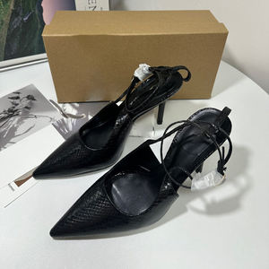 Nouvelle Sandale Tendance d'Été à Talon Fin et Motif Python Noir, Bout Pointu, Sexy, pour l'Extérieur, Idéale pour la Saison Hivernale - Product Image 3