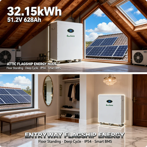 Batterie au lithium 51,2 V 48 V 628 Ah 32 kWh pour système d'énergie solaire, sur pied avec roues - Product Image 3