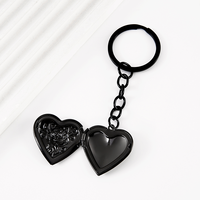 Ywyougang Porte-clés Cœur Rose 4 Couleurs, Médaillon Ouvrable avec Cadre Photo, Pendentif Amour en Acier Inoxydable, Cadeau