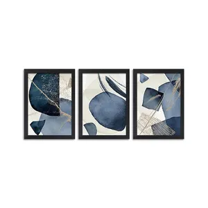 Schwarzer Rahmen Leinwand druck Wand kunst Wohnzimmer Abstrakte geometrische Kunst Deko blau beige Block Bild nordische minimalist ische Kunstwerk