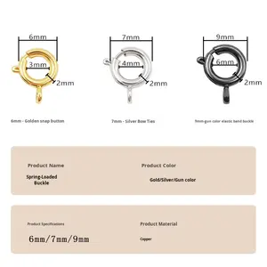 Stock 6-9mm Métal Ressort Fermoir Tête Crochet Cuivre Or Argent Gunmetal Collier Bracelet Connecteur Accessoires Anneau Collier Fermoir - Product Image 4