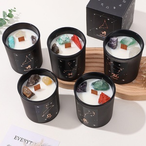 Huaming estrella de lujo 12 Constelaciones hechas a mano 1 mecha de madera velas perfumadas espíritu cristal cera de soja perfumada signo del zodiaco vela - Product Image 1