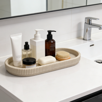 Plateau en résine nervuré pour salle de bain, plateau ovale pour coiffeuse, plateau de rangement pour comptoir, plateau décoratif pour articles de toilette, plateau pour parfums et bougies