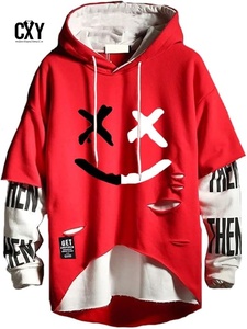 Felpa con Cappuccio da Uomo MrLin in Cotone Intrecciato, Stile Techwear Hip Hop, Streetwear Giapponese con Patchwork Urbano - Product Image 2