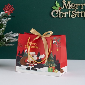 Baoren 2025 nouveaux sacs-cadeaux de noël poignée sacs en papier avec rubans pochettes cadeaux de réveillon de noël bonbons pomme sac d'emballage créatif - Product Image 3