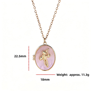 Collar con Colgante de Acero Inoxidable con Medallón Personalizado con Foto, Estilo Ins, Forma Ovalada, Madreperla, Flor de Nacimiento, Apertura y Cierre - Product Image 5