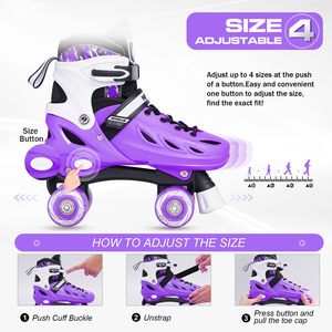 Pattini a rotelle popolari con luci, 4 ruote in PU, taglie fisse, scarpe da pattinaggio con scarpone rigido <span class=keywords><strong>per</strong></span> sport all'aperto <span class=keywords><strong>per</strong></span> <span class=keywords><strong>adulti</strong></span> - Product Image 6