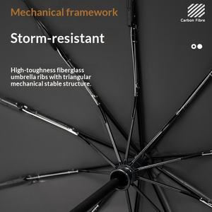 Paraguas Automático de 10 Varillas con Diseño Plegable para Hombre, Protección UV y Contra el Sol - Product Image 4