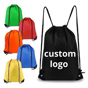 Wholesale Promotional Polyester Nylon Drawstring 34cm Shop and Backpack Customized Draw String Bags with Your logo