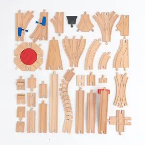Bloco de brinquedos Montessori Acessórios de madeira Trilho de brinquedos de modelo ferroviário