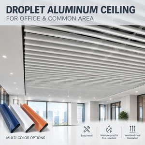 Plafond suspendu en aluminium de type goutte d'eau de haute qualité, profil en V, pour bureaux, centres commerciaux et projets de plafonds de hall. - Product Image 1