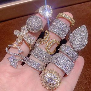 奢华女士结婚戒指或指环 14K 镀金时尚首饰，镶嵌宝石水晶和锆石 - Product Image 3