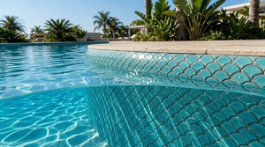 Carreaux de mosaïque de natation en porcelaine en forme d'éventail en écailles de poisson bon marché pour piscines - Product Image 6