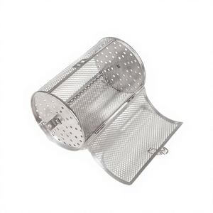 Stainless Steel Wire Air Fry Oven Rotisserie Grill Roaster <b>Drum</b> Design Coffee Bean <b>BBQ</b> Cooking Peanut/ Oven Basket Perforated - Product Image 2