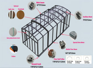 Vérandas, maisons en verre trempé, couvertures de <span class=keywords><strong>piscine</strong></span> rétractables automatiques en aluminium, enceinte pour appartement et parc - Product Image 4