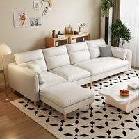 Günstiges Wohnzimmer-Möbelset Modernes Luxus-Chesterfield-Sofa 5-Sitzer Kunstleder Holzbeine Sofa für Zuhause