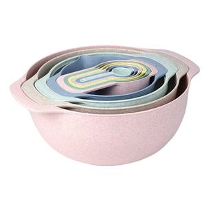 10 unids/set juego de cuencos de arcoíris de paja de trigo con asas utensilios de cocina para lavabo de frutas herramientas de drenaje para hornear - Product Image 1