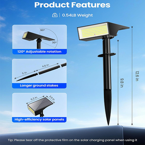 Focos Solares para Exteriores, 100 LED, IP65 Impermeables, 4 Modos de Luz, Encendido/Apagado Automático, para Jardín, Patio, Camino, Iluminación de Paisajes - Product Image 5