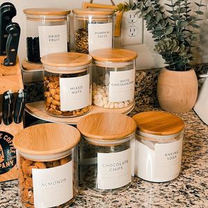 8oz cao Borosilicate nhỏ màu hồng nhà bếp bằng gỗ Mason gia vị thủy tinh lưu trữ hộp <span class=keywords><strong>Jar</strong></span> với tre vàng mật ong dipper Nắp - Product Image 2