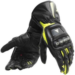 Gants de course en cuir Dainese Steel Pro, noir jaune fluorescent, XXL, respirants, à doigts entiers, fermeture éclair, protection de la paume - Product Image 1
