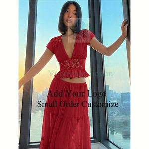 2026 Springsummer New Trendy Fashion Women's Chic French High-<strong>Class</strong> <strong>Elegant</strong> Beaded Embroidered Lace Short-Sleeve Dress With Belt - Product Image 5