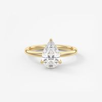 Bague de fiançailles solitaire en or massif 14K/18K avec diamant de laboratoire taille poire 3 carats, monture panier à branches fendues, certifiée IGI CVD/HPHT, personnalisable