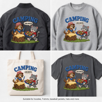 Feuille de patchs thermocollants 3D effet brodé pour camping et pique-nique, 64x48cm, personnalisable en PET, pour sweats à capuche, t-shirts et sacs