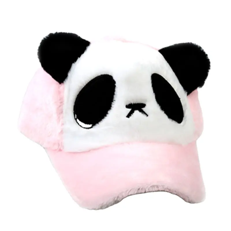 Groothandel Unisex Caps Herfst En Winter Mode Warm Hoeden Pluche Cartoon Panda Baseball Caps Voor Kinderen