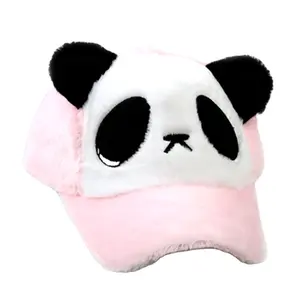 Wholesale Unisex caps Autumn and winter fashion warm hats plush cartoon panda baseball caps for children