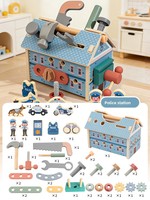 Jouet de construction en bois : Station de pompiers, Hôpital, Jeu de rôle, Construction de maisons, Ensemble de vis et écrous, Kit d'outils de démontage pour enfants, pour l'ingénierie