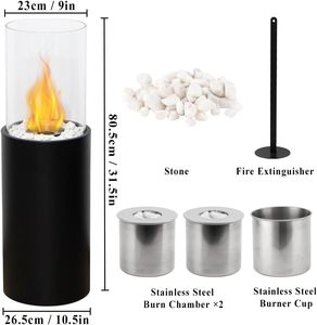Cheminée au bioéthanol moderne autoportante, poêle de table d'intérieur avec structure métallique - Product Image 3