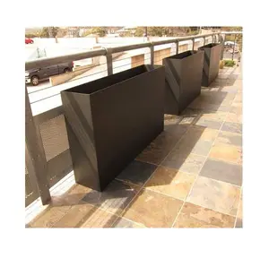 custom outdoor garden furniture black metal planter pot public park vintage plant pots outside urban street flower pots