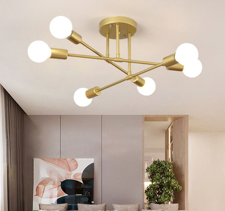 Plafonnier de style moderne Lampes suspendues en fer LED créatives simples pour lustre intérieur à têtes multiples E27