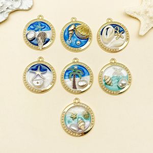 Yaz plaj tema emaye Ally <span class=keywords><strong>Charms</strong></span> kolye kadın bilezik kolye DIY takı yapımı için uğurlu takı malzemeleri, 28x25mm - Product Image 2