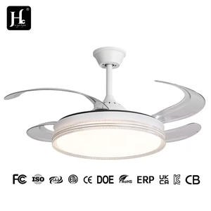 Plafonnier LED avec ventilateur pour chambre à coucher et salle à manger, ventilateur de plafond rétractable de 42 pouces avec lumière et télécommande - Product Image 6
