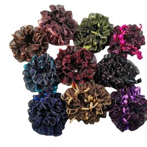 Coletero de tela de gasa de doble capa con estampado de girasoles, fresco de verano, para moños sencillos y delicados, flores para el cabello y coletas - Product Image 2