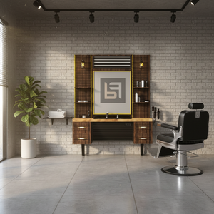 Meubles de salon modernes pour hommes, station de miroir noire, atelier polyvalent, appartement, salon de beauté, salon de coiffure, salon, salle de bain, centre commercial - Product Image 3