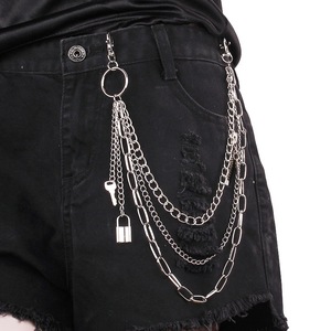 โซ่คาดเอวโลหะสำหรับผู้หญิง สไตล์พังก์ ตกแต่งด้วยกุญแจล็อค ทำจากโลหะผสมสังกะสี หลายชั้น แฟชั่นลำลอง เครื่องประดับโซ่คาดเอว - Product Image 2