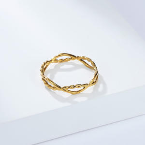 Double Strand Braided Titanium Steel <b>Ring</b> Geometric Design Unisex Fashion Jewelry Gift Gold Silver Color - Product Image 4