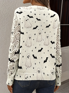 <span class=keywords><strong>Pull</strong></span> en tricot à col en V pour <span class=keywords><strong>femme</strong></span>, imprimé chat <span class=keywords><strong>noir</strong></span> et citrouille d'Halloween, à manches longues, décontracté, pour tous les jours et les fêtes, personnalisation possible - Product Image 2