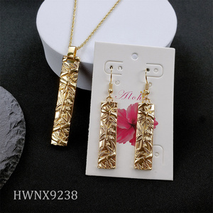 Hawaiano venta al por mayor de joyería 14K chapado en oro del árbol de coco de verano pendientes conjuntos de collar - Product Image 6